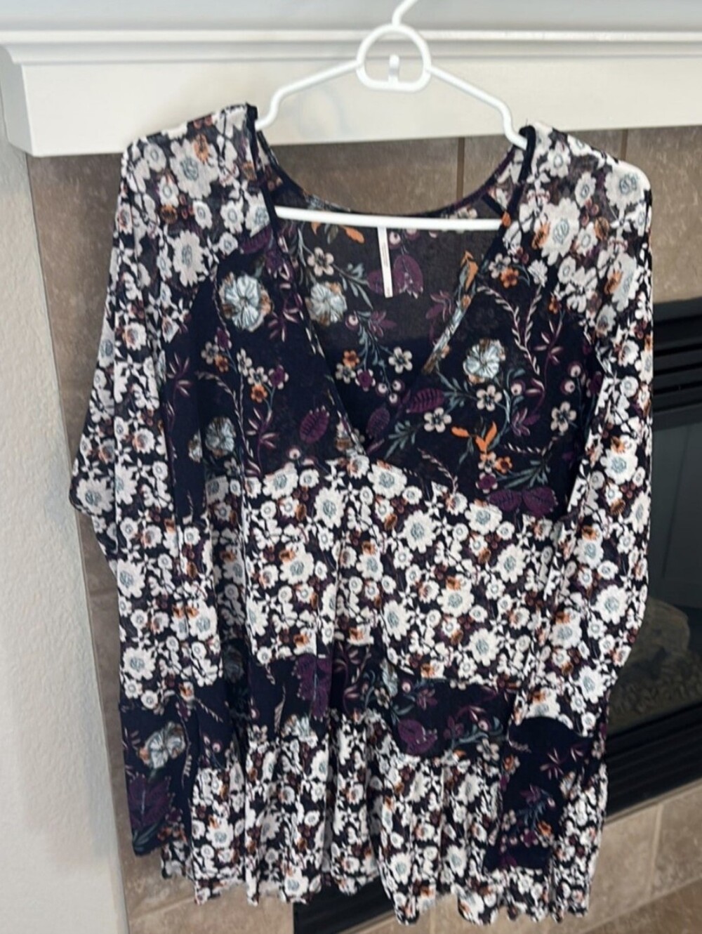 Free People Floral Boho Oversized Top in Size S/M Like New